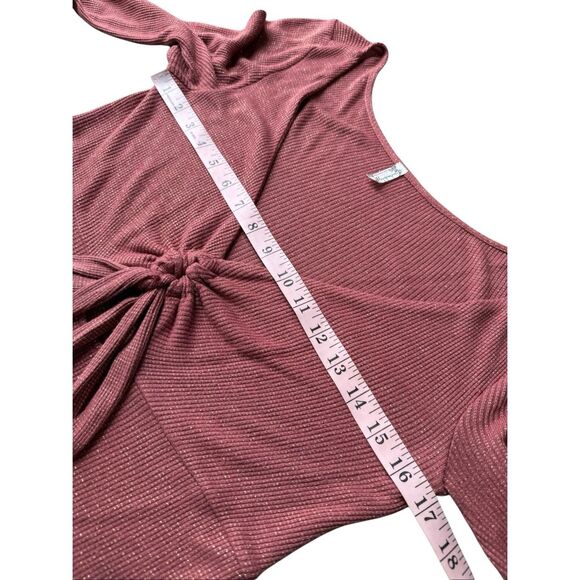 Free People Intimately Say When Long Sleeve Metallic Tie Front Top Size M - Picture 8 of 11